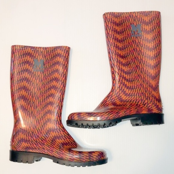 M by MISSONI Fire Stitch Rubber Rain Boots 36 - Picture 3 of 8